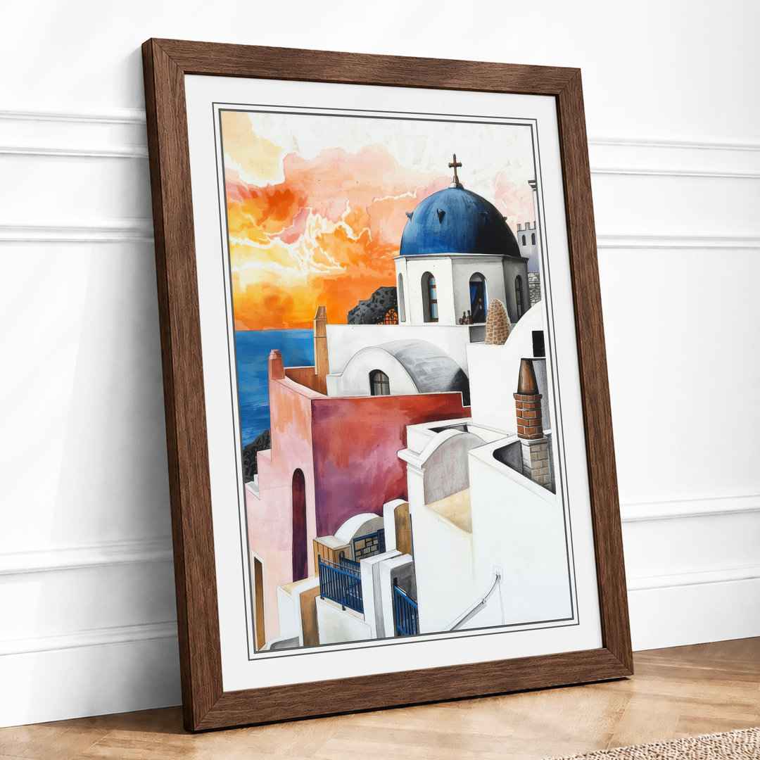 Mediterranean Sunset Coastal - Framed Print