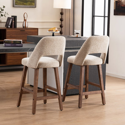 Mid-Century Modern Armless Upholstered Counter Stool