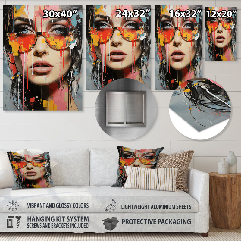 «Pink Grunge Woman In Collage III», art mural Pop Art, H 40 po x l 30 po x P 1,5 po