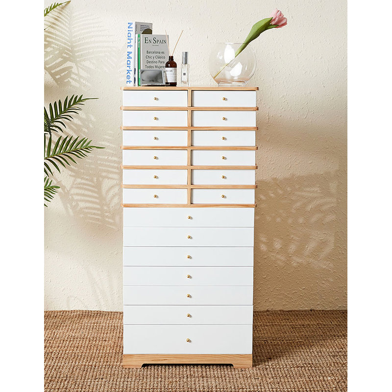 Multi-drawer solid wood jewelry cabinet