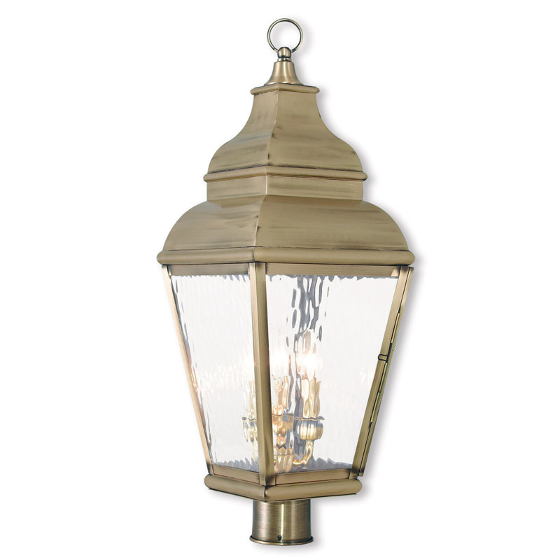 Luminaire suspendu d'extérieur à 10 lumières avec verre d'eau transparent 10 pouces., Laiton antique
