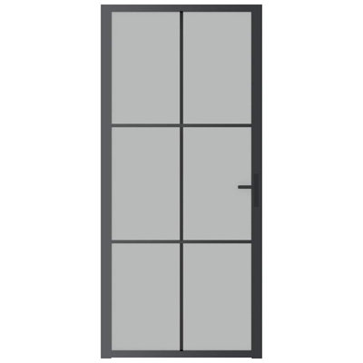 Porte intérieure en aluminium noir mat en verre 36,6 x 79,3 po au look minimaliste