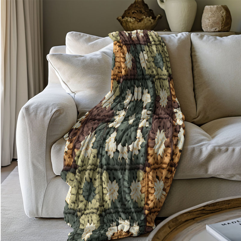 Imitation Crochet Boho - 1 jeté Sherpa Bl Premium, L 50 po x L 60 po