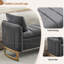 Banc de rangement moderne Lunara 66"W en velours capitonné, à placer au pied du lit, avec pieds dorés, poche pour accoudoir et 2 coussins.-357990919-343922331