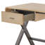 Bureau rectangulaire en aluminium doré avec garniture en cuir et pieds de rangement spacieux