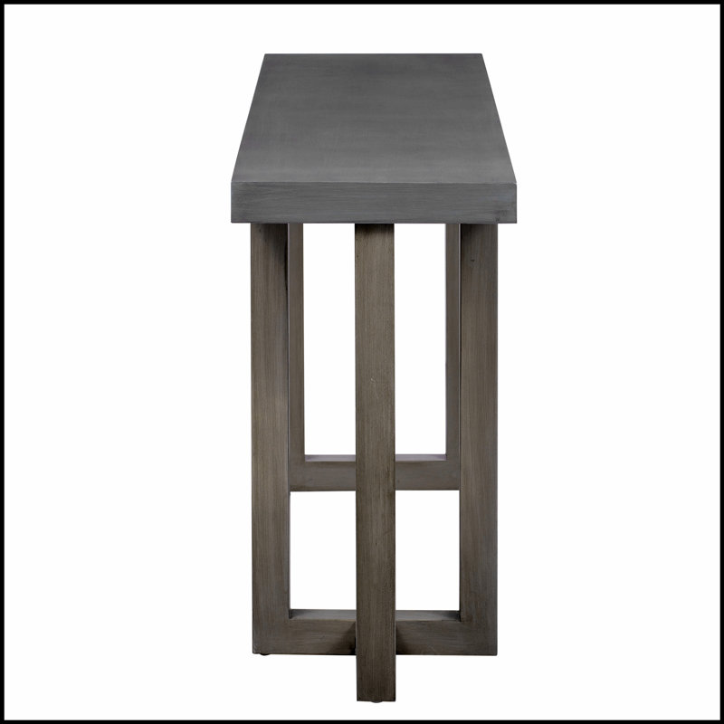 Console avec pieds à motif géométrique, décoration intérieure moderne et contemporaine, Gris foncé, Gris clair