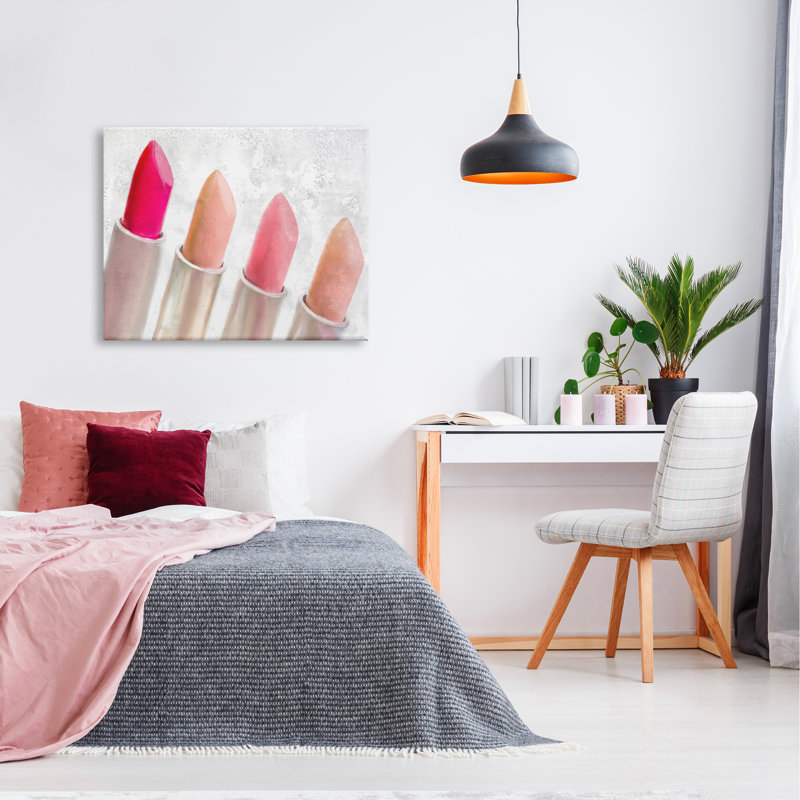 Élégant assortiment de rouge à lèvres «Dazzling Glam Mak déguisé» par Kim Allen - cadre flottant, impression sur toile
