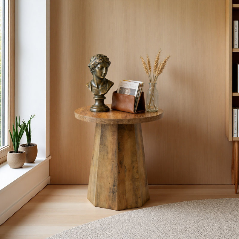 Table basse en bois, petite table de bout, table d'appoint, table de lecture ronde