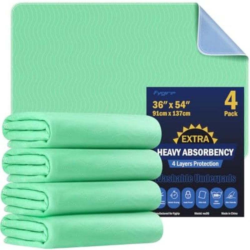 Paquet de 4 sous-coussinets lavables extra-lourds de 36 po x 54 po, coussinets d'allaitement imperméables, coussins de lit lavables réutilisables pour chiens, changement de couches et adultes, protège-matelas