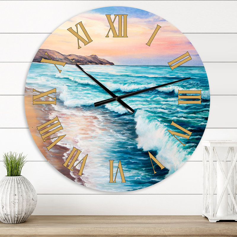 Horloge murale nautique et côtière pastel, Petit