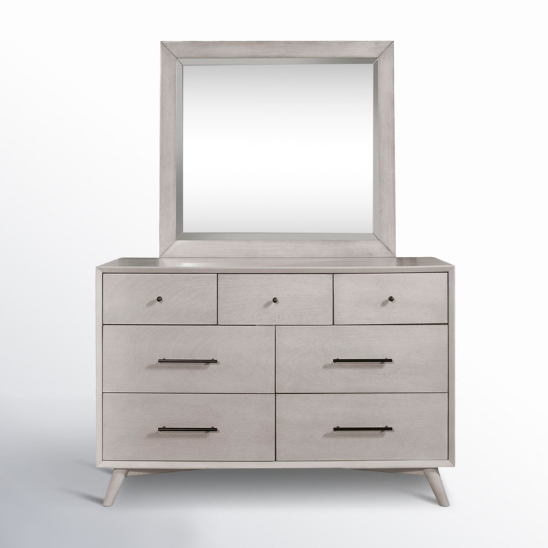 Commode 7 tiroirs avec miroir Williams, Gris