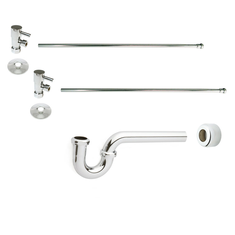 Freestanding Pedestal Sink Supply Kit with P-Trap and Cross Handles