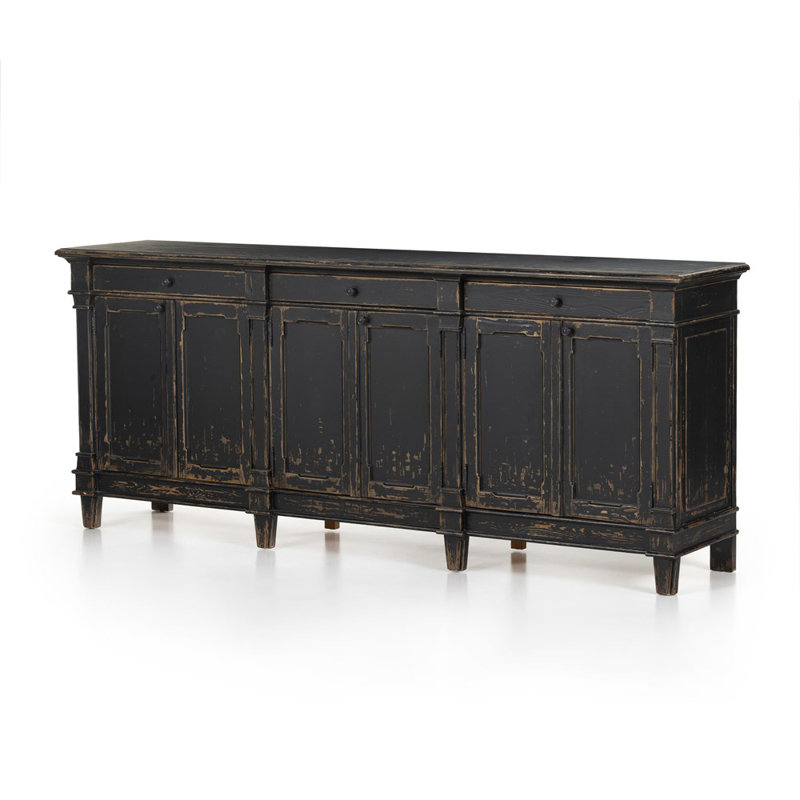 Marjorie 96.25'' W Solid Wood Sideboard, Distressed Black