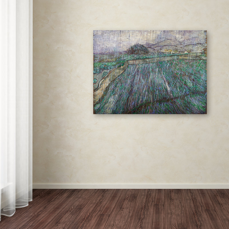 Vincent Van Gogh Rain Abstract Landscape Canvas Print, 14x19