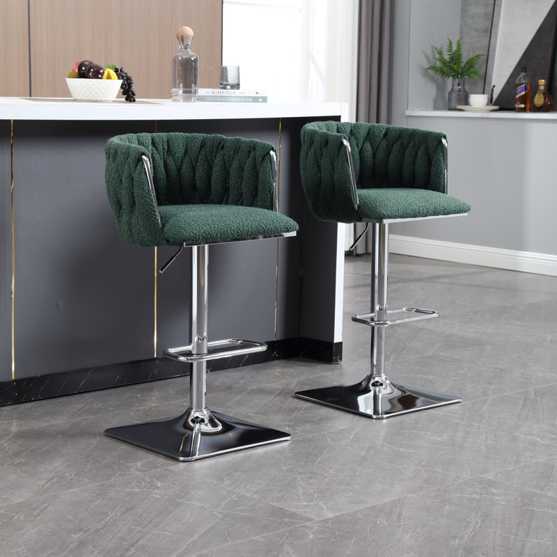 Dalicia Swivel Counter Stool with Metal Frame, Emerald