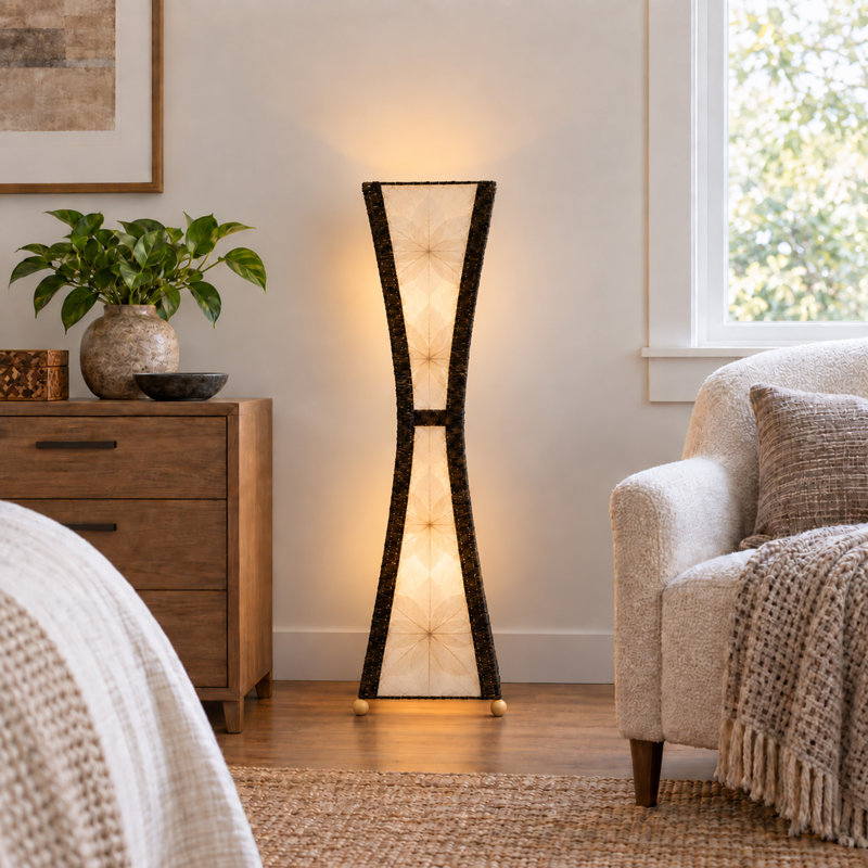 Lampe sur pied colonne 48 po Conrado, Naturel