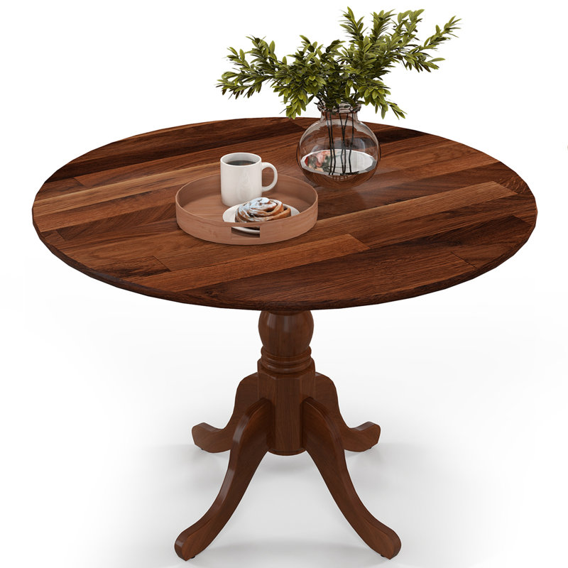 Arush Round Solid Wood Dining Table, Walnut