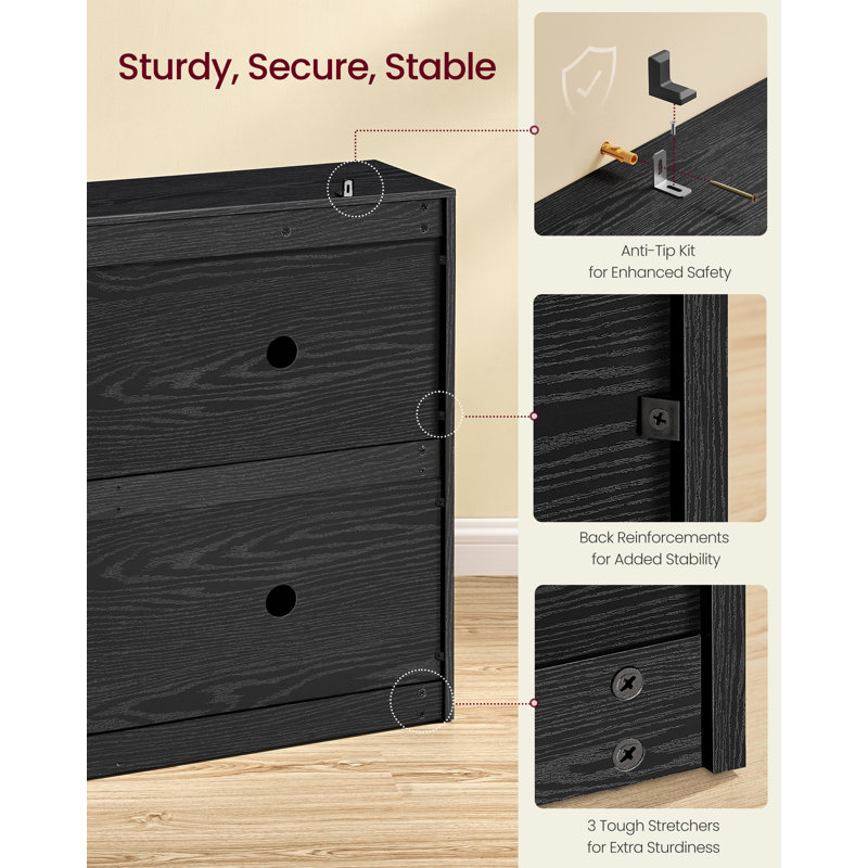 28 Pair Shoe Storage Cabinet, Black
