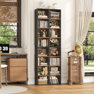 Gracyn 8-Tier Narrow Bookshelf With Adjustable Shelves