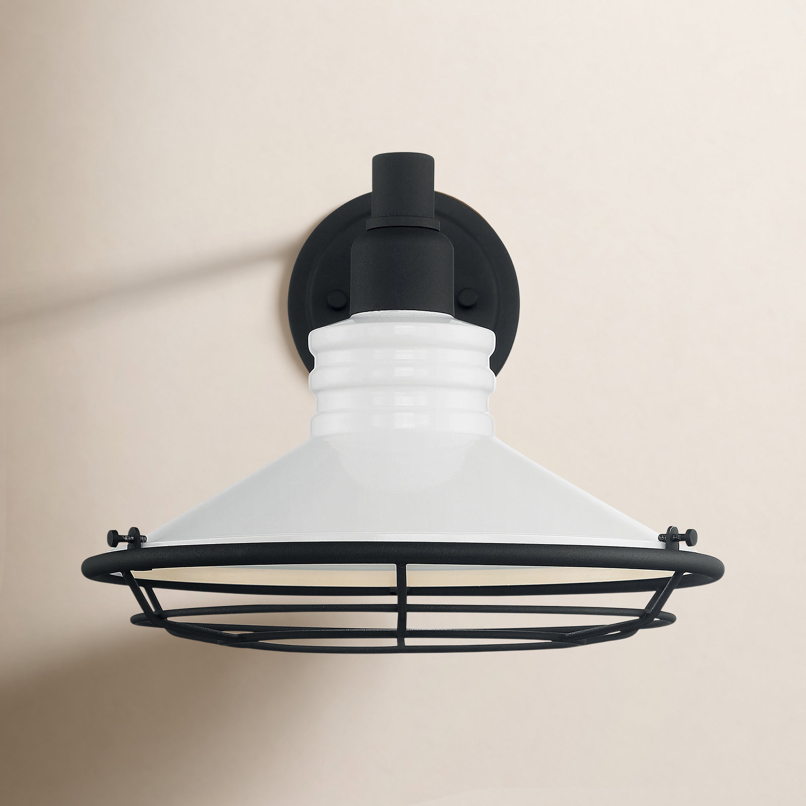 Parkdale Steel Wall Light, Black, 10" H x 9.75" W x 12.75" D, Gloss White/Textured Black