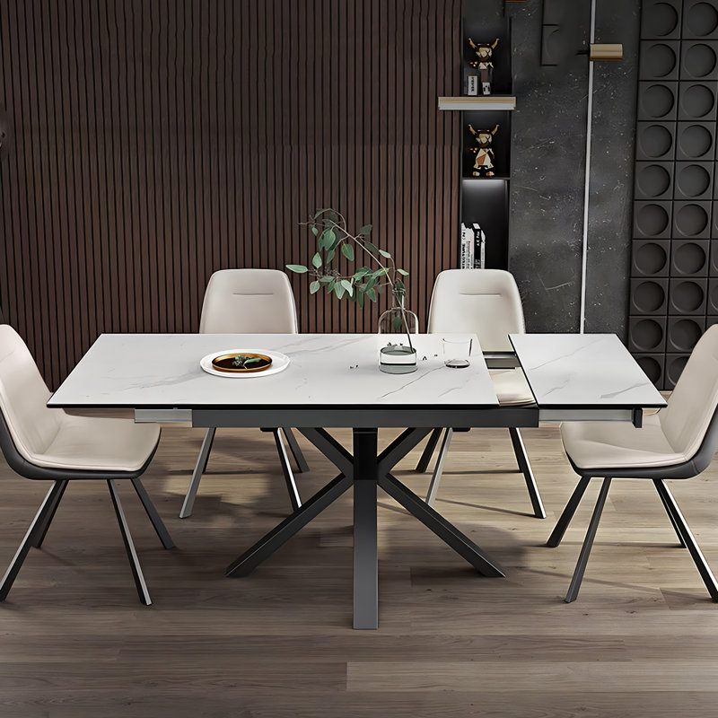 Bennet 47.24'' to 70.86'' Extendable Rectangular Dining Table With Carbon Steel Bracket Feet