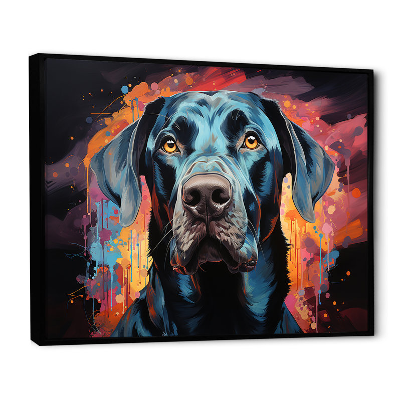 «Dog Great Dane Grace», reproduction sur toile, H 34 po x l 44 po x P 1,5 po, Cadre flottant noir