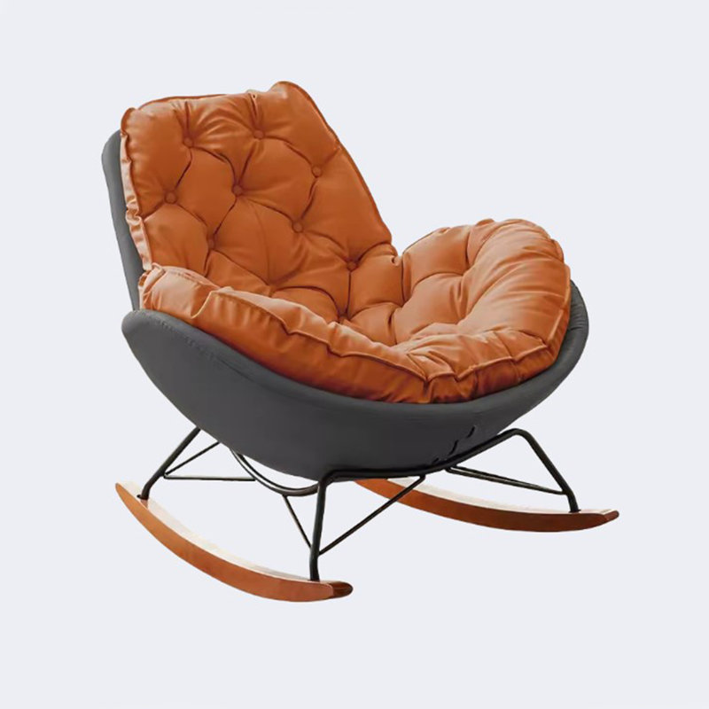 Chaise berçante légère, luxueuse et confortable, Orange et gris