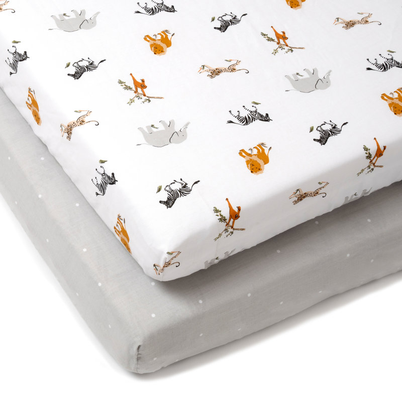 Amani Animals Cotton Blend 2 - Piece Cot Bed Sheet Set