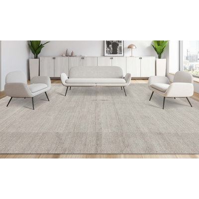 Tapis beige et gris noué à la main de haute qualité