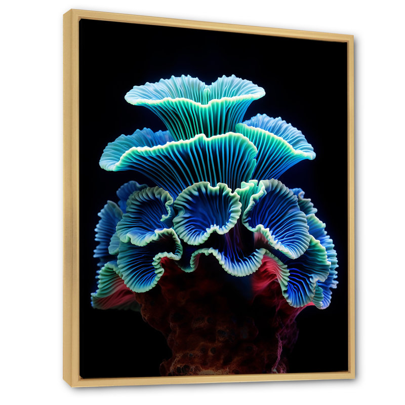 Anémone bleue - Décoration murale plage et océan, Cadre naturel flottant, H 32 po x l 24 po