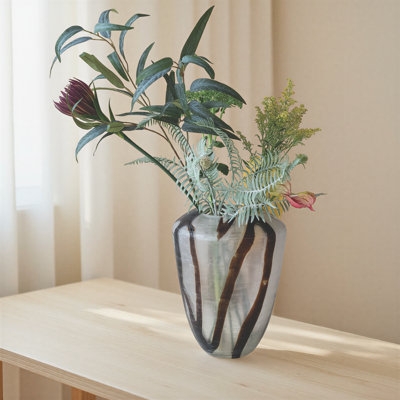 Art Glass Vase With Abstract Design
