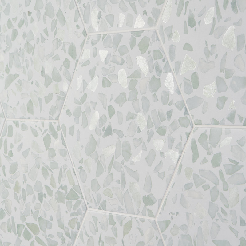 Carreau de sol et de mur en porcelaine de 9 po à aspect terrazzo de Jurassic Hex (8,07 pieds carrés / caisse), Vert