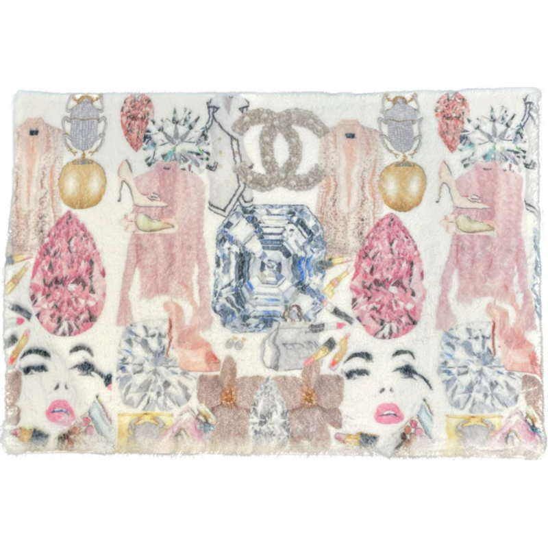 Bougie Women Nuevo Faux Fur Cloud Round Washable Rug, Pink White, Round 8'