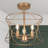 3-Light Drum Cage Frame Semi-Flush Mount Light