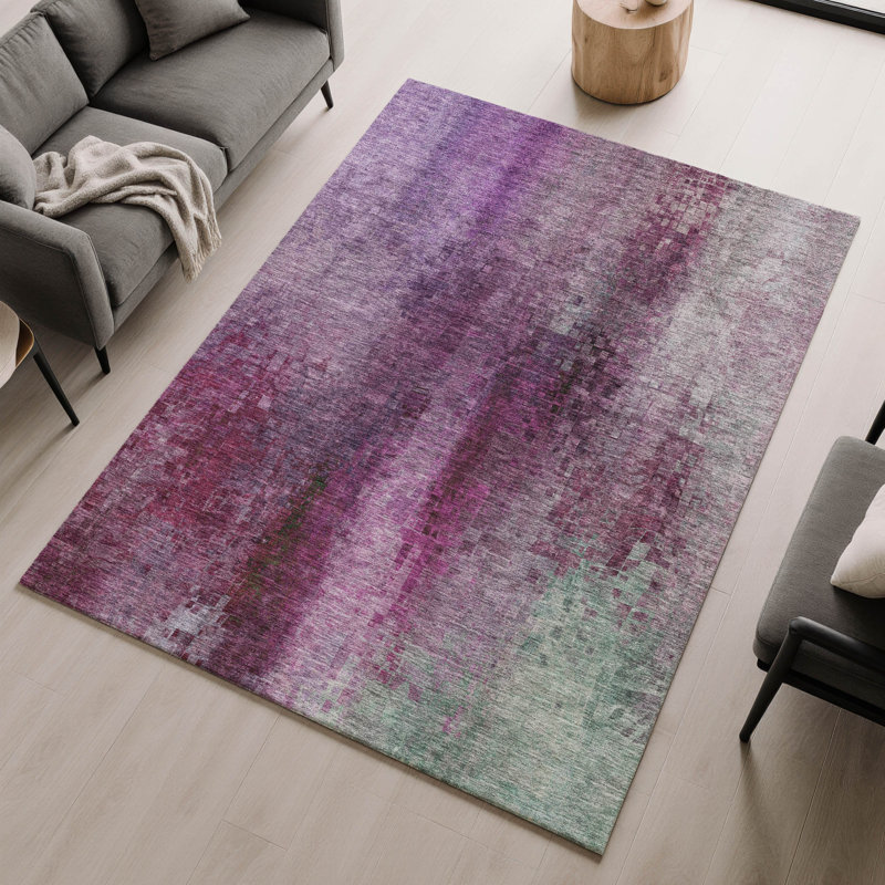 Premium Machine Washable Mayfield AMF2241 Abstract Rug, 9' x 12', Purple