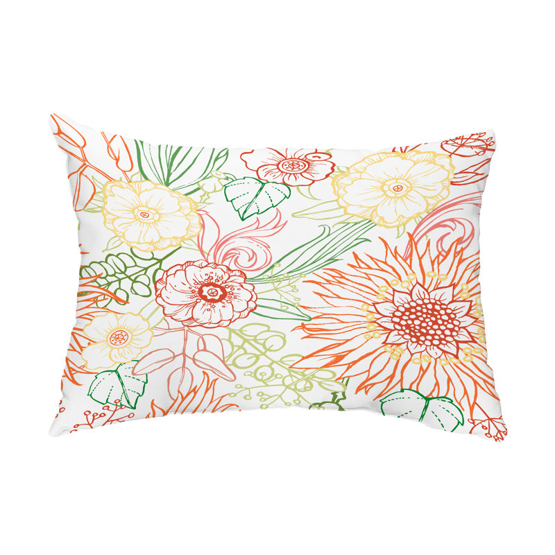 Housse de coussin rectangulaire d'extérieur Zentangle, Orange