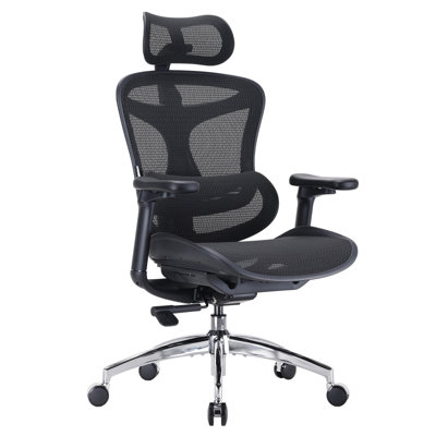 A3 Computer Chair, Ergonomic Chair With 4D Armrests , Dynamic Lumbar Support, Seat Depth Adjustment, For Home & Gaming - Black