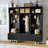 74''Hall Tree with Bench and Storage,Coat Rack with Shoe Bench,Entryway Bench with Coat Rack,Hall Tree with 4 Gold Hooks & Metal Legs for Entryway, Living Room,Black-649204179
