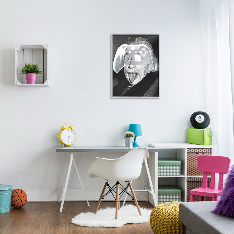 «Au-657-Giclee», contrôleur de jeu Einstein amusant par Lil 'Rue, impression, L 24 po x H 30 po x P 1,5 po