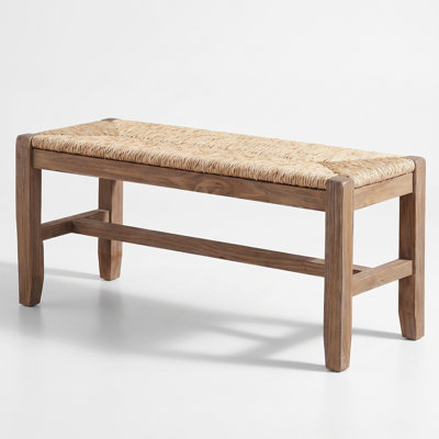 Aston 40" W Solid Wood Entryway Bench with Seagrass Seat
