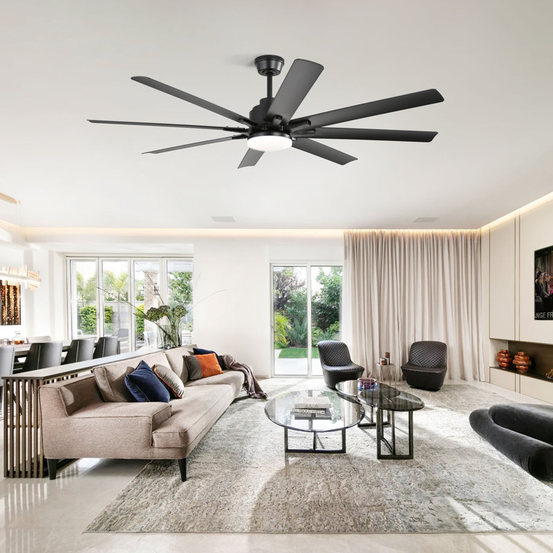 168cm Ceiling Fan with LED Lights, Black