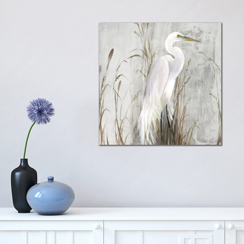 Heron In The Reeds by Aimee Wilson - Painting on Canvas, 45.72 cm H x 45.72 cm W x 1.91 cm D, Wrapped Canvas