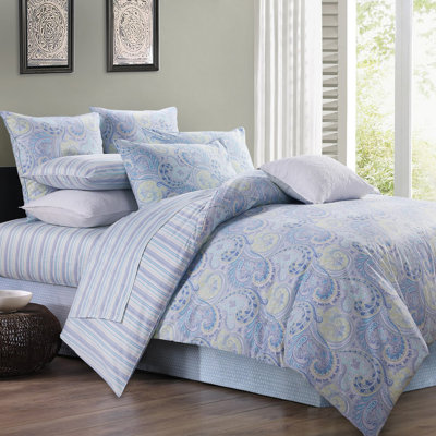 3pcs 600 TC Duvet Cover Set (Without Core), Blue Watercolor Floral, Soft Breathable & Skin-Friendly Bedding Set, Include 1 Duvet Cover And 2 Pillow Case, Suitable For Home, All-Seasons