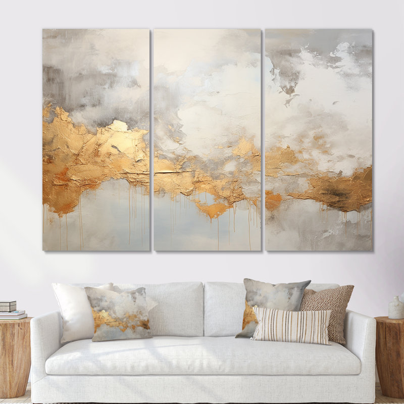«Beige minimalisme», ensemble d'art mural sur toile, Toile tendue, H 32 po x l 48 po x P 1 po