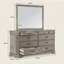 Commode 6 tiroirs rustique en chêne gris antique avec miroir et plateaux coulissants-848009323