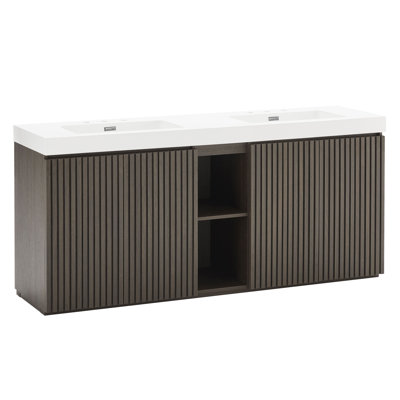 Meuble-lavabo double 72 po avec surface solide