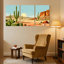 «Landscape & Nature Desert Landscape with Cacti and Sun», ensemble de 3 impressions sur toile