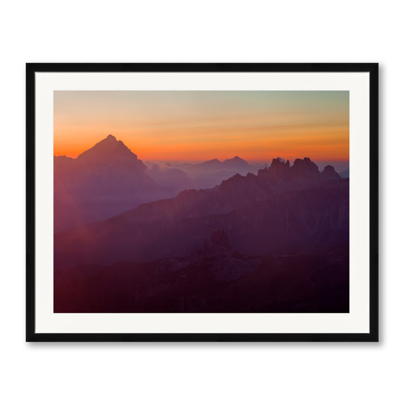 Dolomites, Italy, Sunrise Antelao by Frank Peters, Black Framed Paper, White, 24" H x 30" W