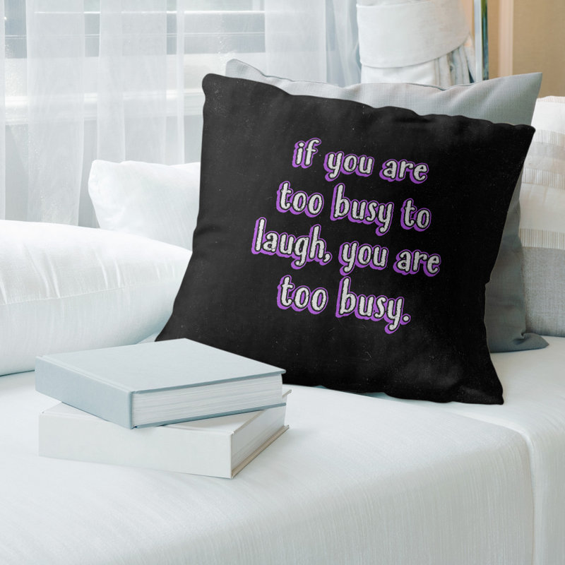 Coussin «Make Time For Laughter», 20 po x 20 po, Mauve, Housse de coussin seulement - sans insert
