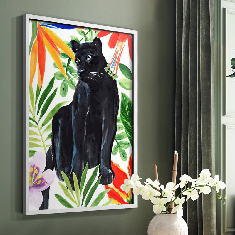Panther's Paradise I, reproduction encadrée - bois massif, H 10 po x l 8 po, Blanc